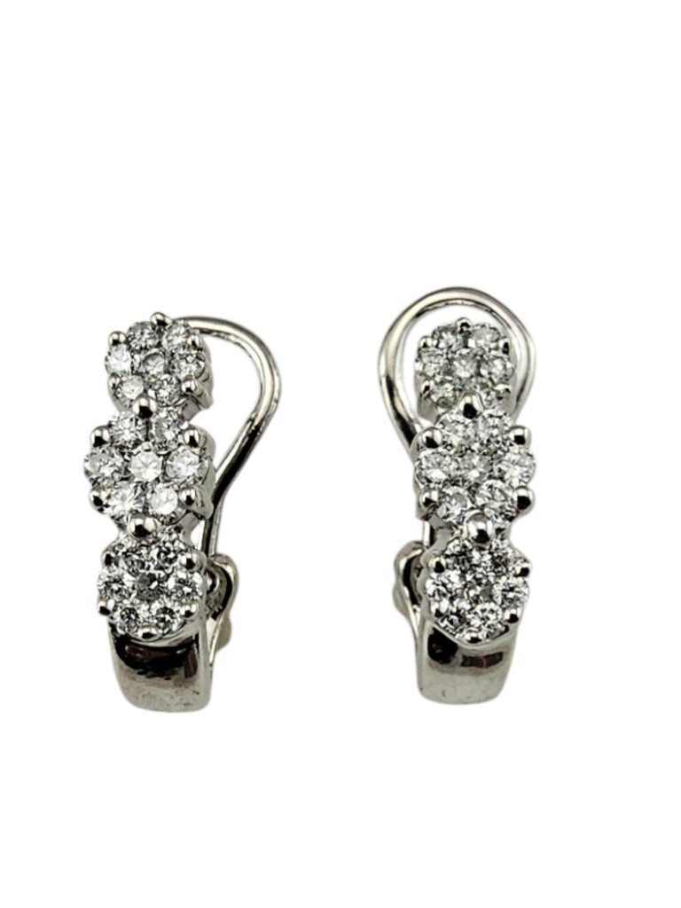 14k White Gold And Diamond Flower Omega Back Earrings 24791 1295$